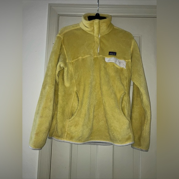 Patagonia Sweater Womens Large Yellow Re Tool Snap Pockets Pullover Outdoor - Picture 2 of 6